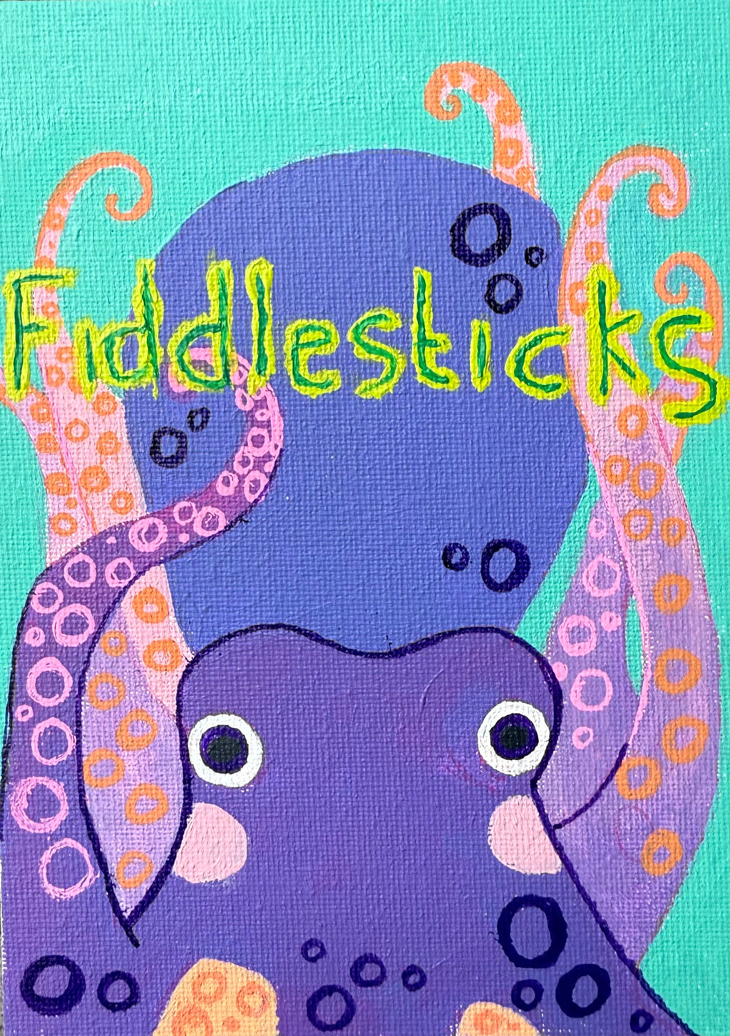 Small Acrylic Painting of Fiddlesticks Octopus