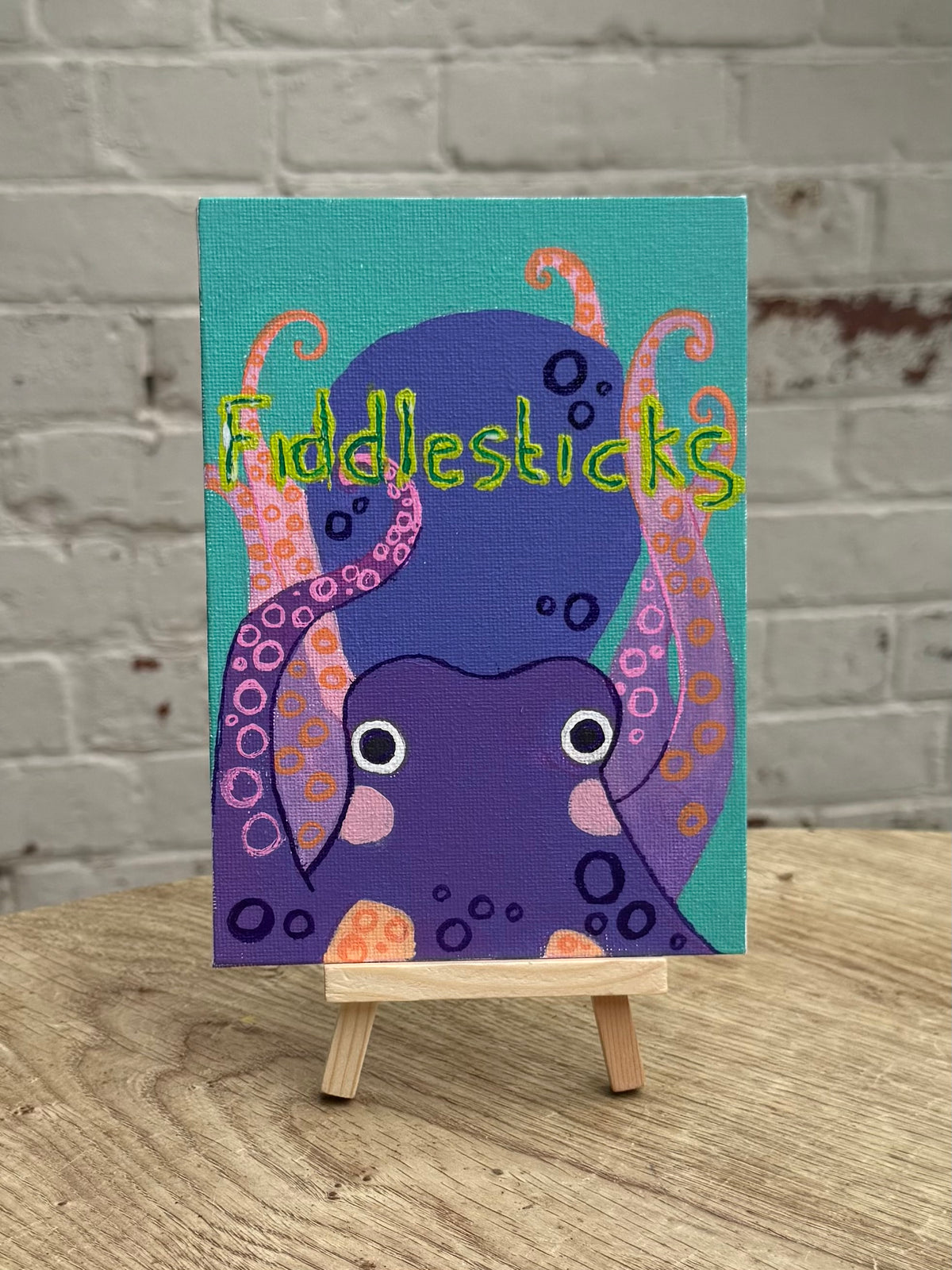 Small Acrylic Painting of Fiddlesticks Octopus